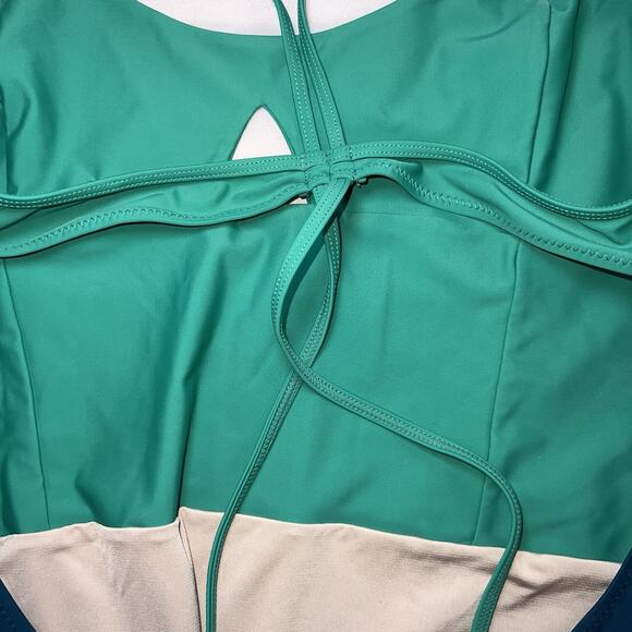 Summersalt THE SWAN DIVE Swimsuit Size 12 Great Teal Color block ONE PIECE NWT - Picture 11 of 14